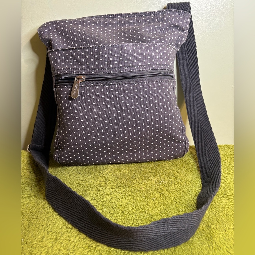 Thirty-One Grey and White Polka Dot Crossbody Bag